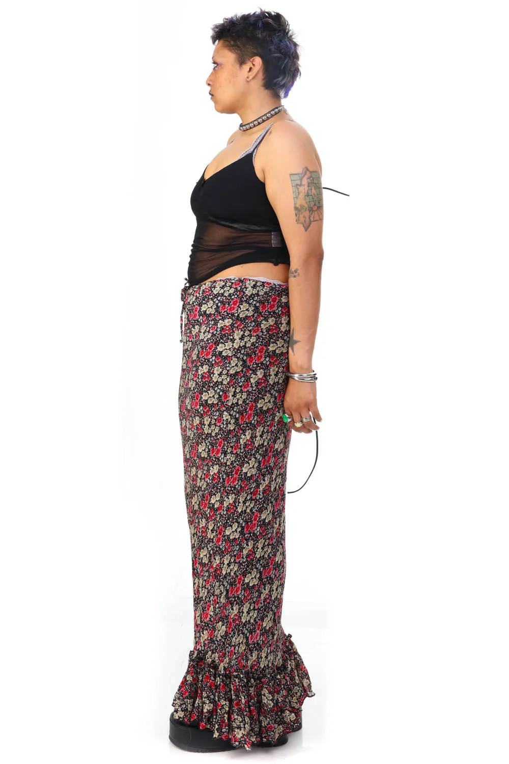 Vintage 90's Romantic Floral Ruffle Maxi Skirt - L/XL sold by Tunnel Vision product image thumbnail 5