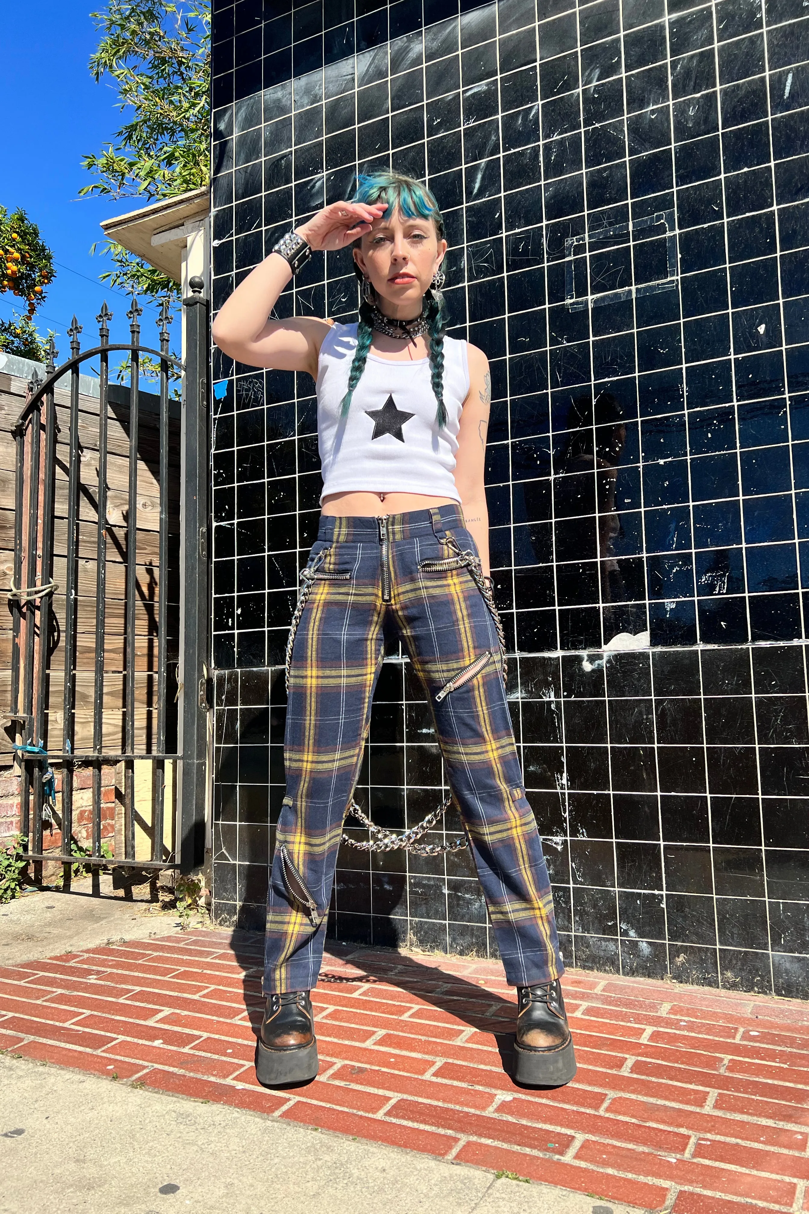 Plaid Poly Chain Bondage Pants sold by Tunnel Vision product image thumbnail 3