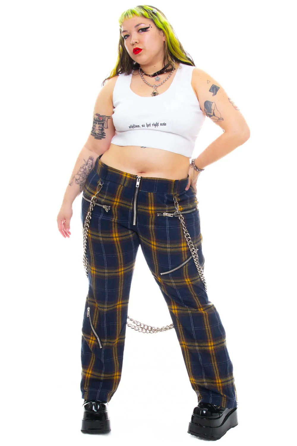 Plaid Poly Chain Bondage Pants sold by Tunnel Vision product image thumbnail 5