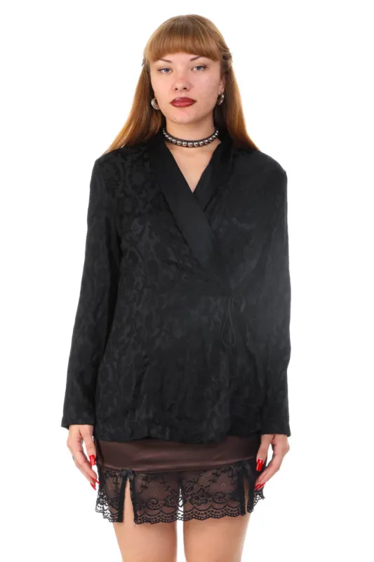 Vintage 90's Cristina Gothic Floral Wrap Top - OSFM sold by Tunnel Vision