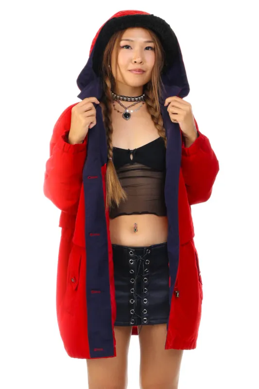 Vintage 90's Cherry Red Hooded Jacket - OSFM sold by Tunnel Vision