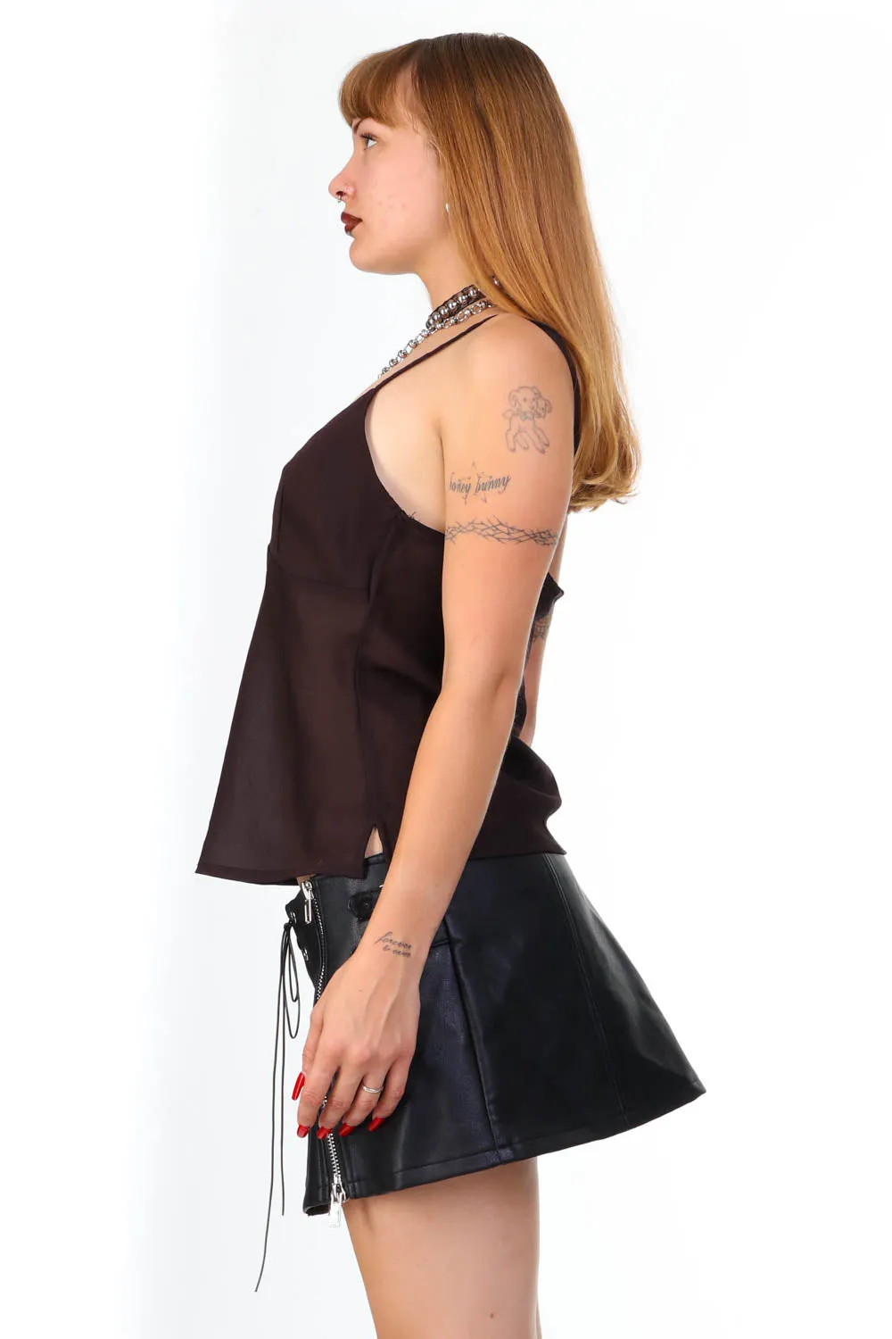 Vintage Y2K Brown Tank Top - S/M sold by Tunnel Vision product image thumbnail 5