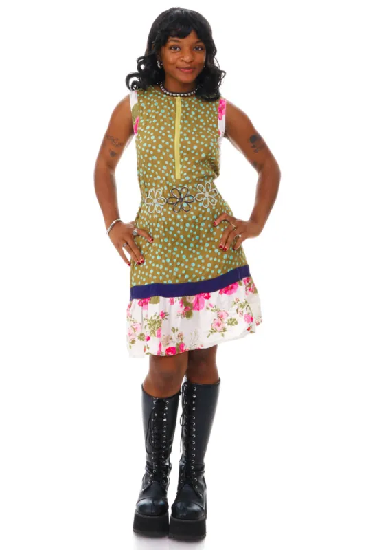 Not-Quite-Vintage Green Polka Dot Dress - S sold by Tunnel Vision