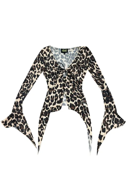 Everything Leopard Flutter Mesh Top sold by Tunnel Vision
