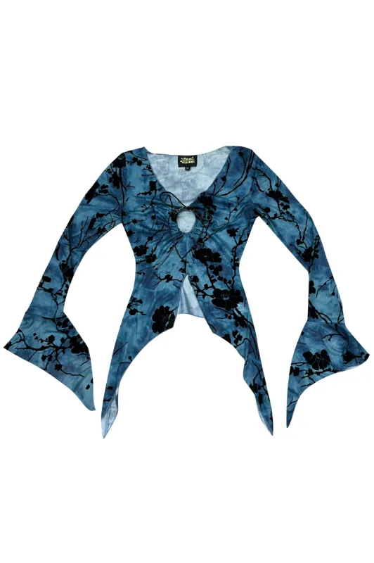 Everything Blue Flutter Mesh Top sold by Tunnel Vision