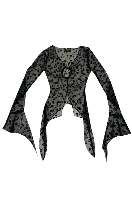 Everything Black Flutter Mesh Top made by Tunnel Vision