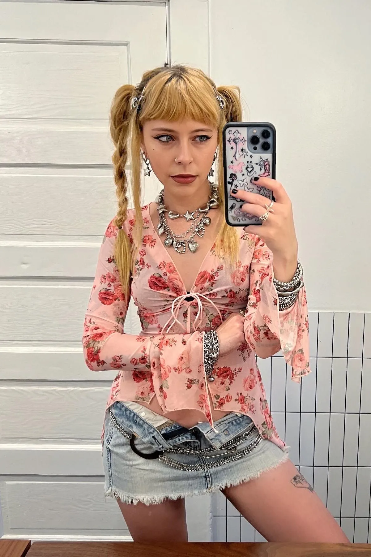 Everything Floral Flutter Mesh Top sold by Tunnel Vision product image thumbnail 2