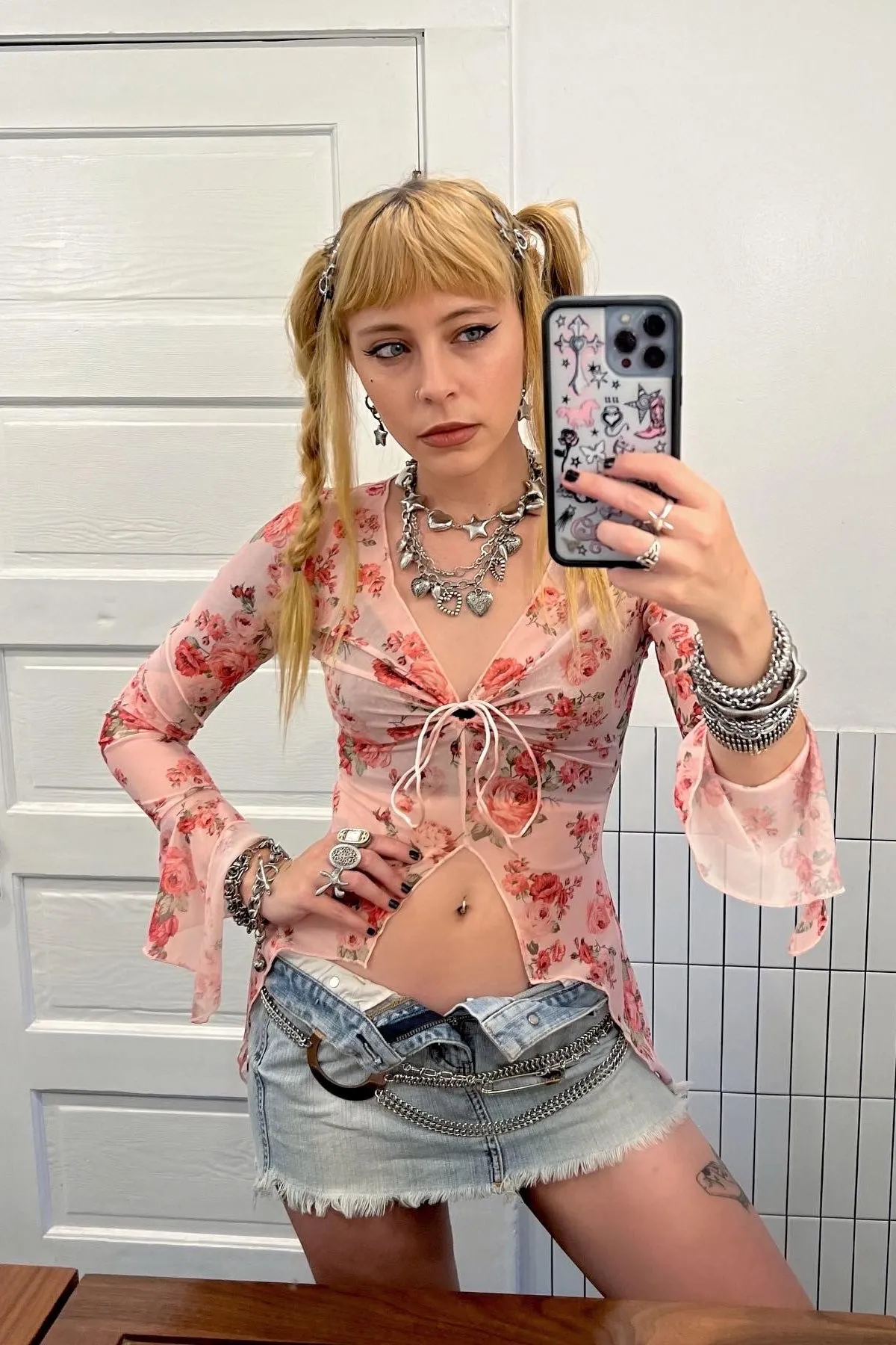 Everything Floral Flutter Mesh Top sold by Tunnel Vision product image thumbnail 3