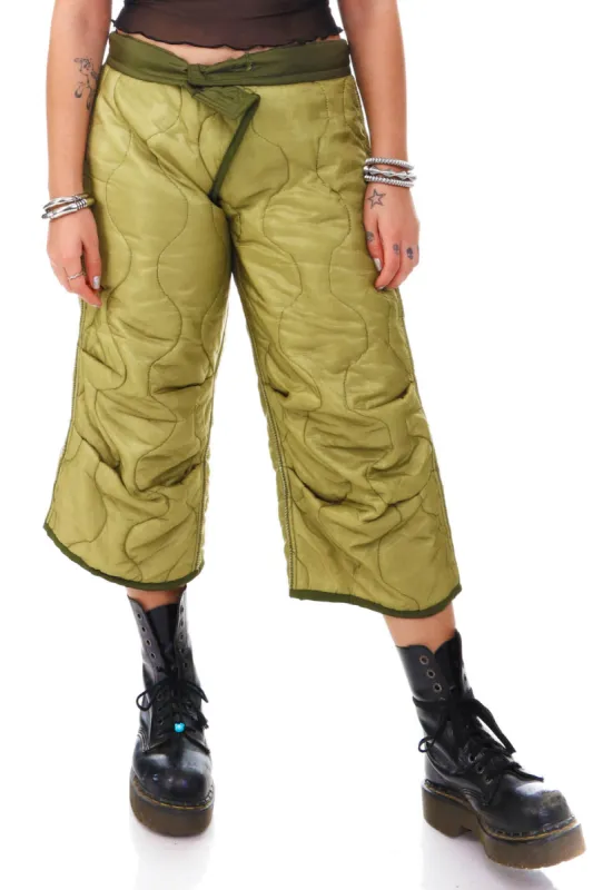 Vintage Y2K Olive Green Quilted Liner Pants - M/L sold by Tunnel Vision