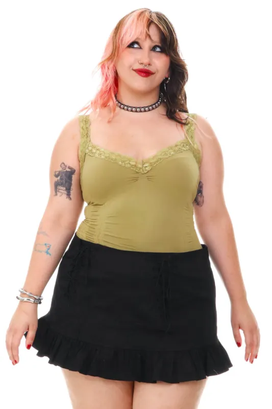 Not-Quite-Vintage Sage Green Lace Trim Tank - M sold by Tunnel Vision