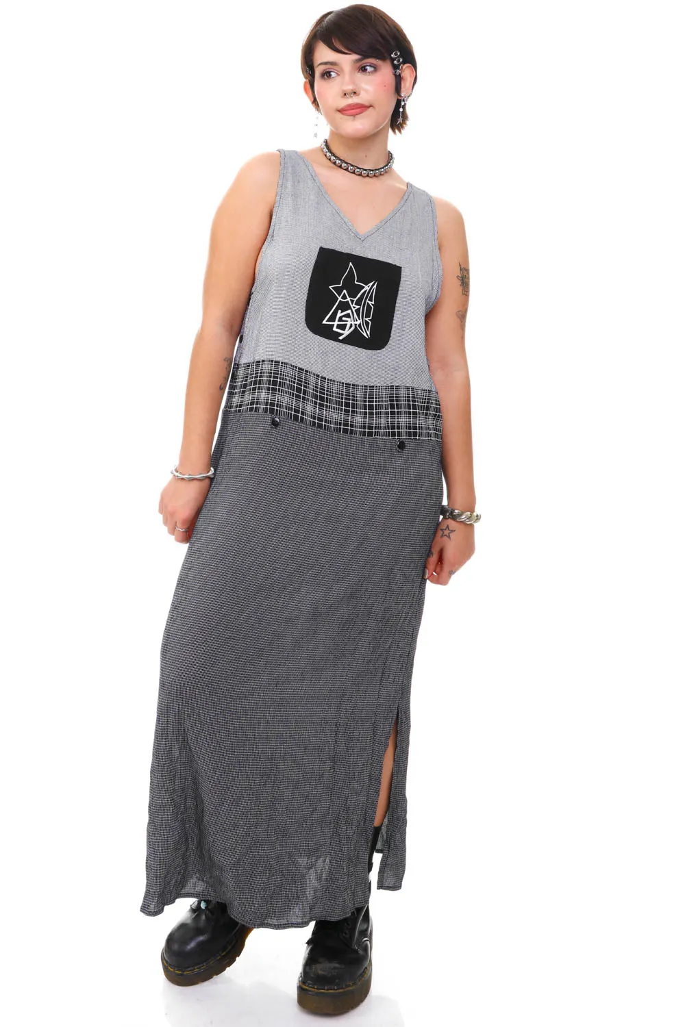 Vintage 90's Mix Print Tank Overall Dress - M/L sold by Tunnel Vision product image thumbnail 2
