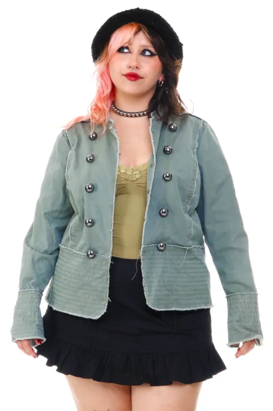 Vintage Y2K Faded Green Big Button Jacket - XL/2X sold by Tunnel Vision
