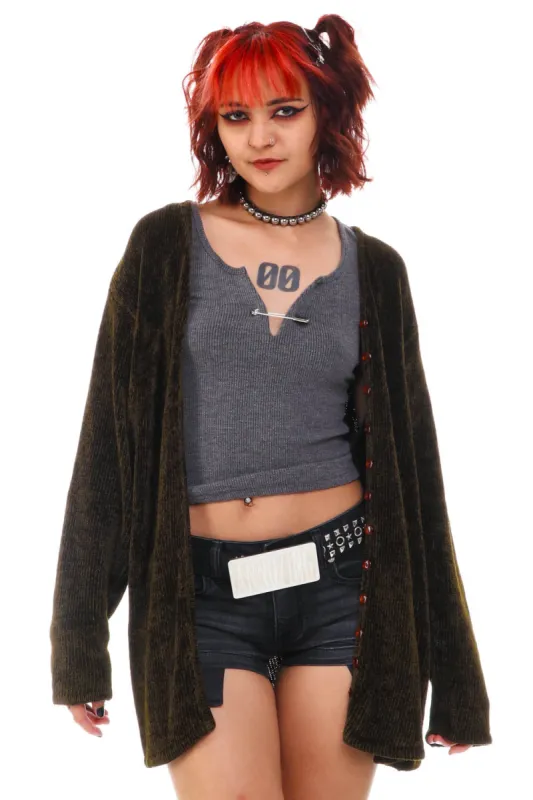 Vintage 90's Forrest Green Knit Button up Cardigan - S/M sold by Tunnel Vision