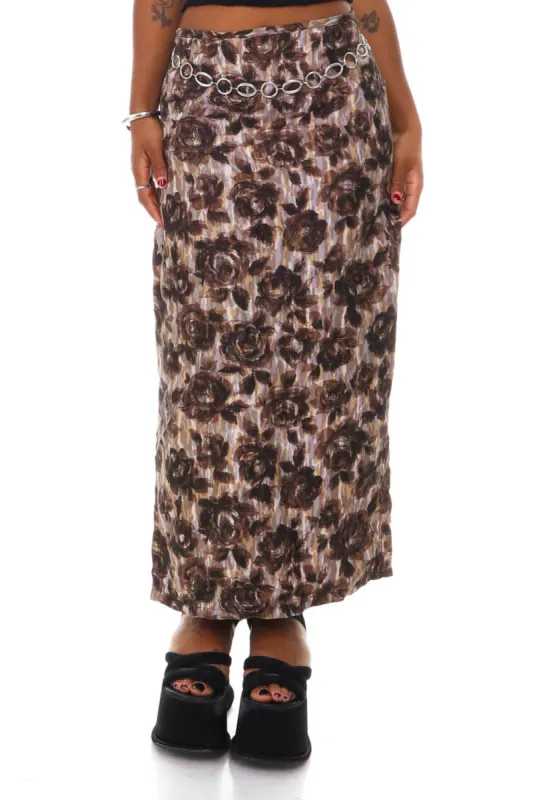 Vintage 90's Romantic Silk Floral Maxi Skirt - S/M sold by Tunnel Vision