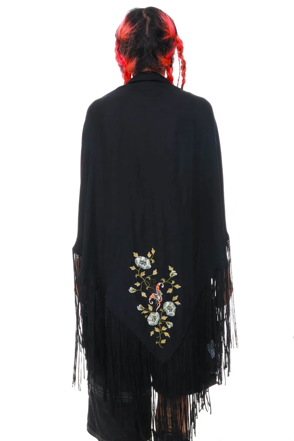 Vintage 90s Lucky Brand Fringe Shawl sold by Tunnel Vision product image thumbnail 3