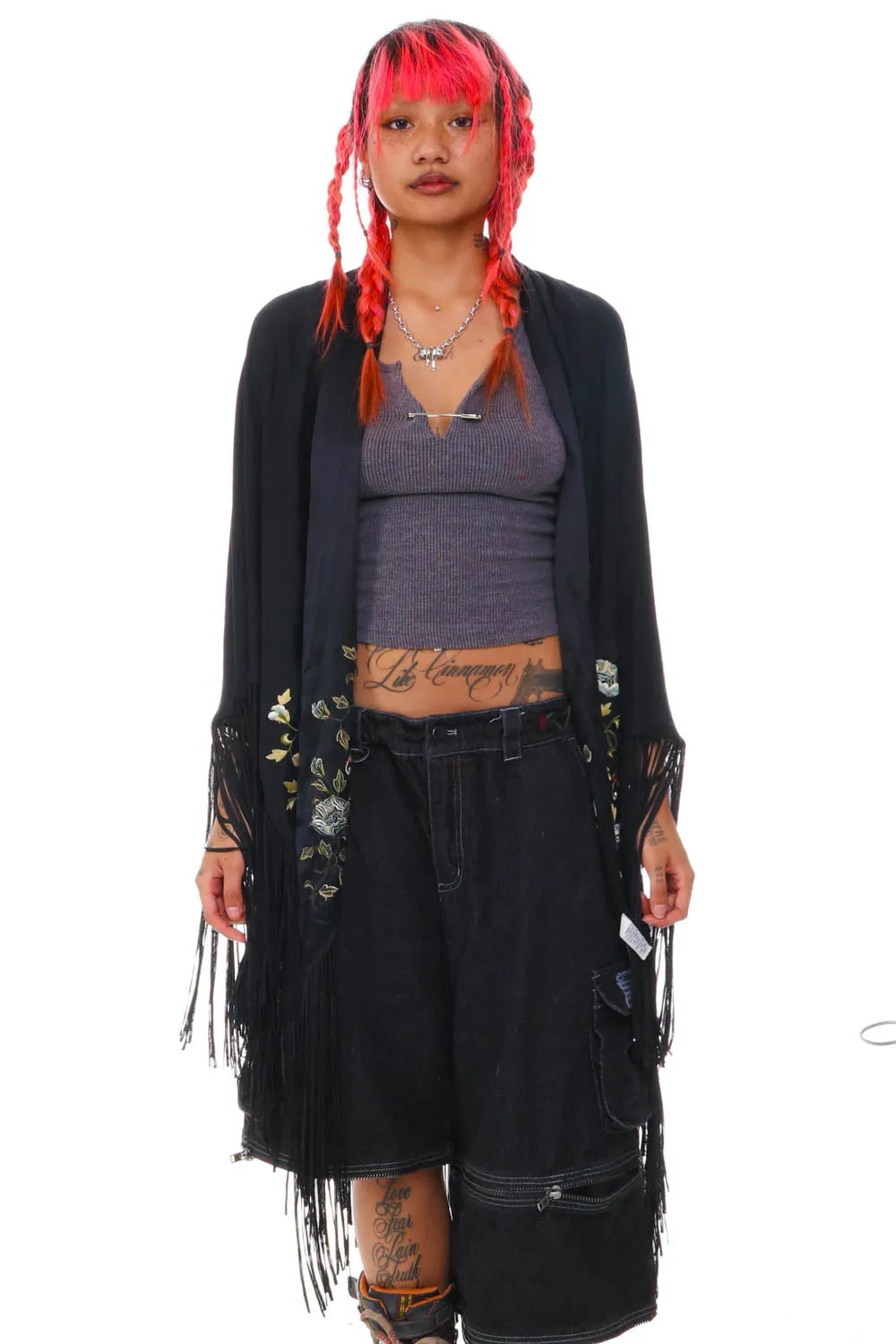 Vintage 90s Lucky Brand Fringe Shawl sold by Tunnel Vision product image thumbnail 2