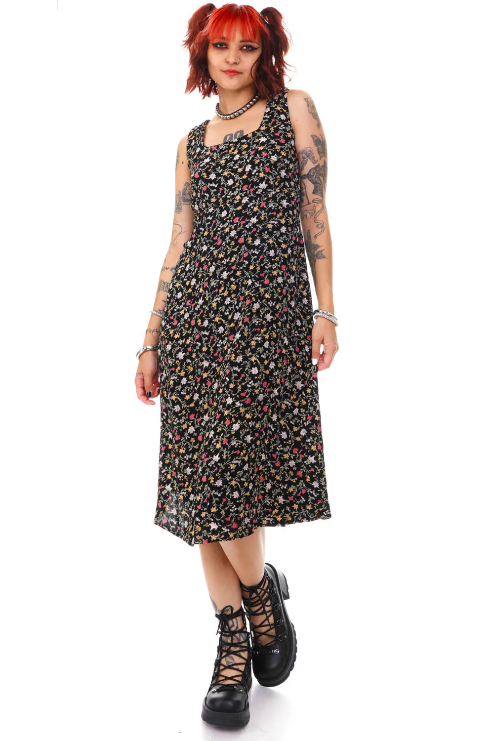 Vintage 90's Grunge Floral Tank Maxi Dress - OSFM sold by Tunnel Vision product image thumbnail 2