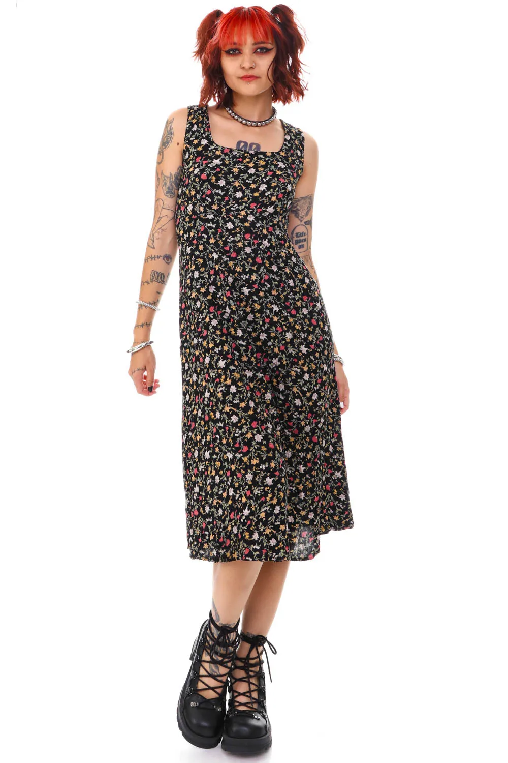 Vintage 90's Grunge Floral Tank Maxi Dress - OSFM sold by Tunnel Vision