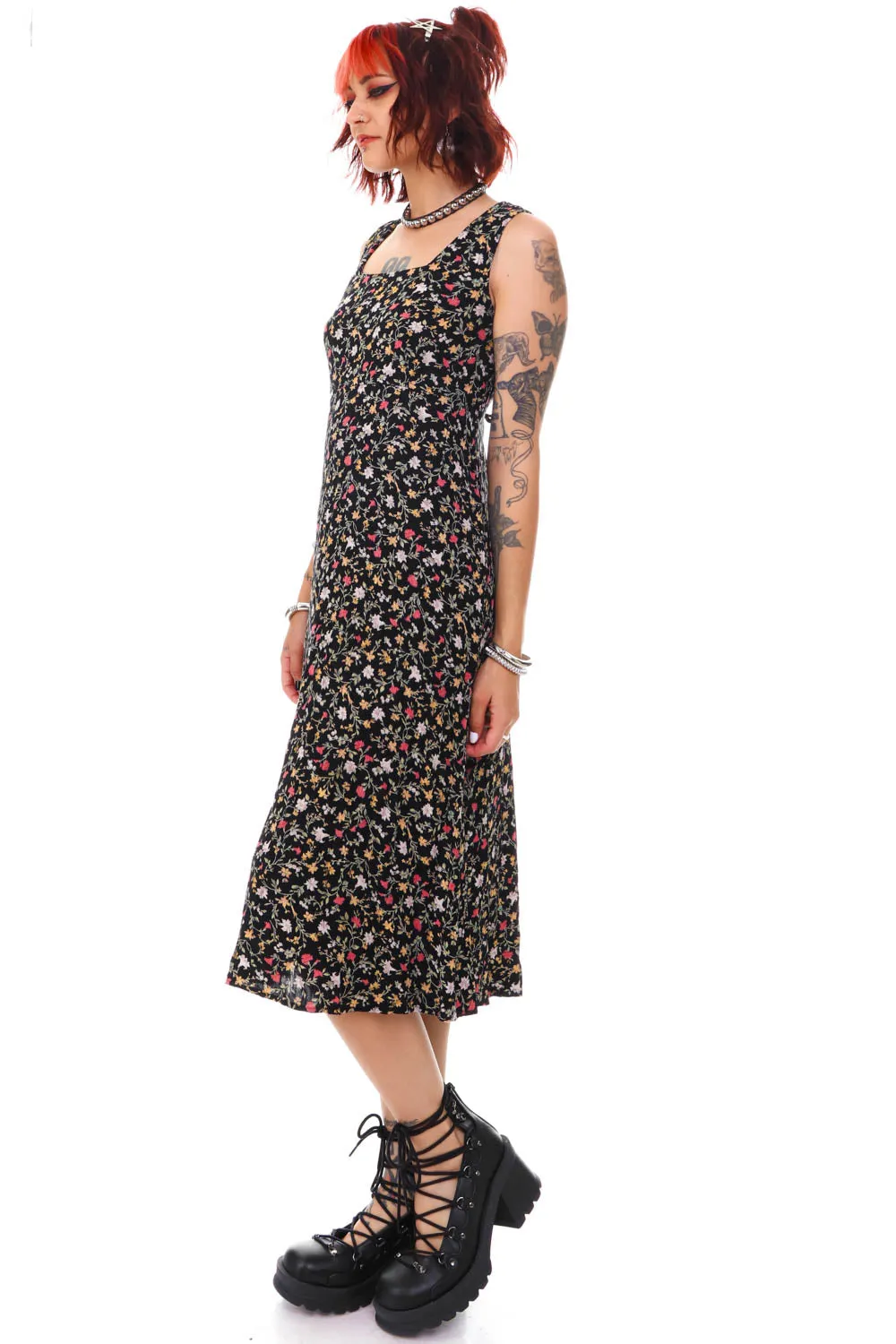 Vintage 90's Grunge Floral Tank Maxi Dress - OSFM sold by Tunnel Vision product image thumbnail 3