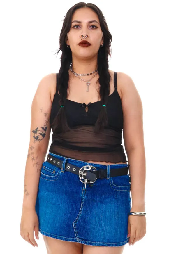 Vintage Y2K Micro Mini Rhinstone Denim Skirt - M/L sold by Tunnel Vision