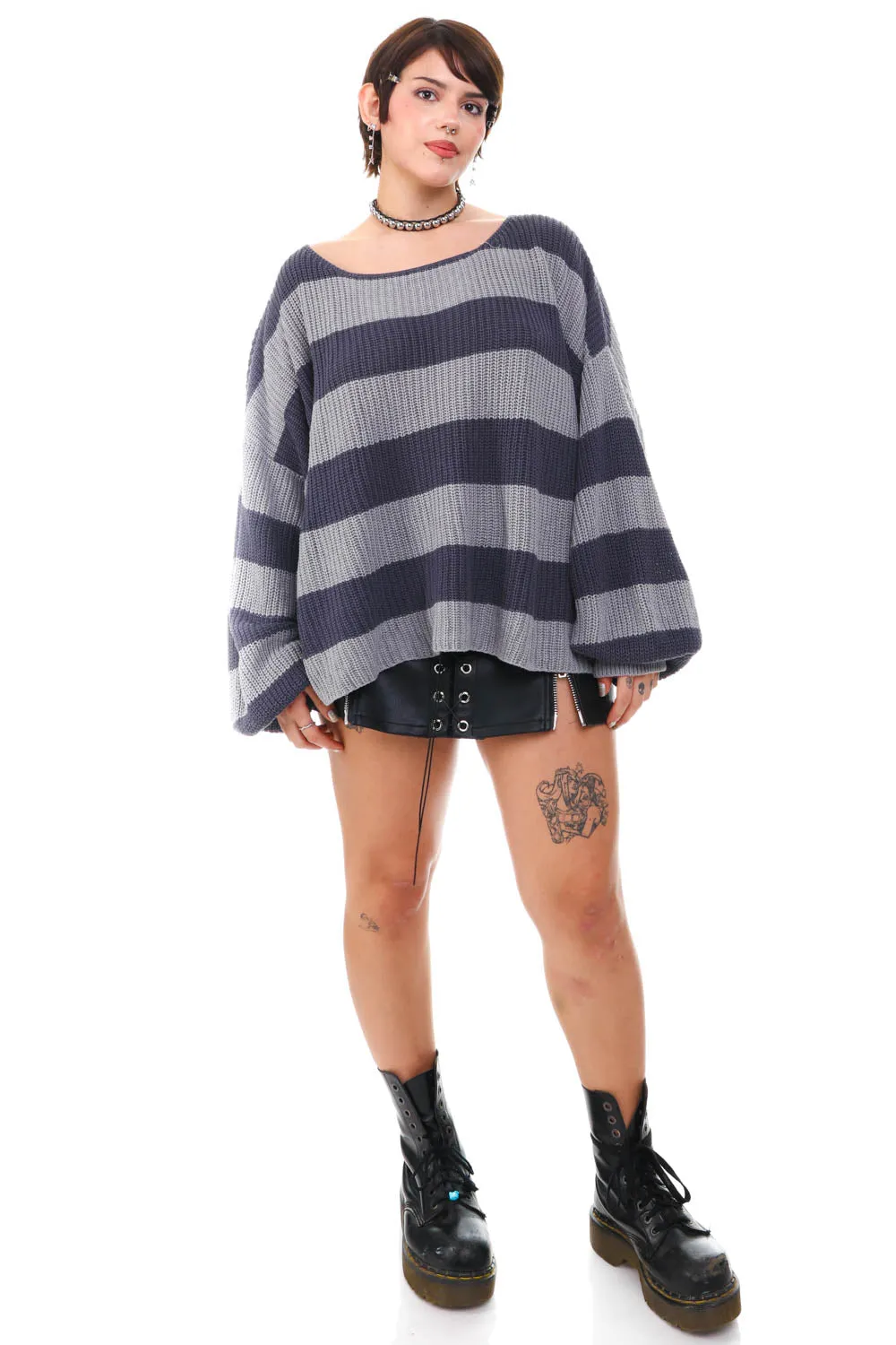 Non-Quite-Vintage Striped Baggy Sweater - OSFM sold by Tunnel Vision product image thumbnail 2