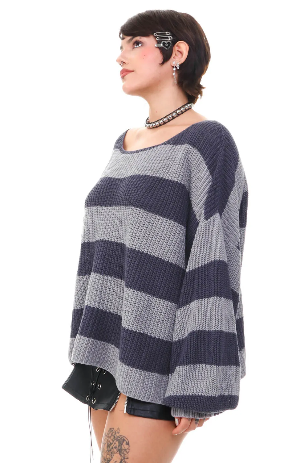 Non-Quite-Vintage Striped Baggy Sweater - OSFM sold by Tunnel Vision product image thumbnail 3