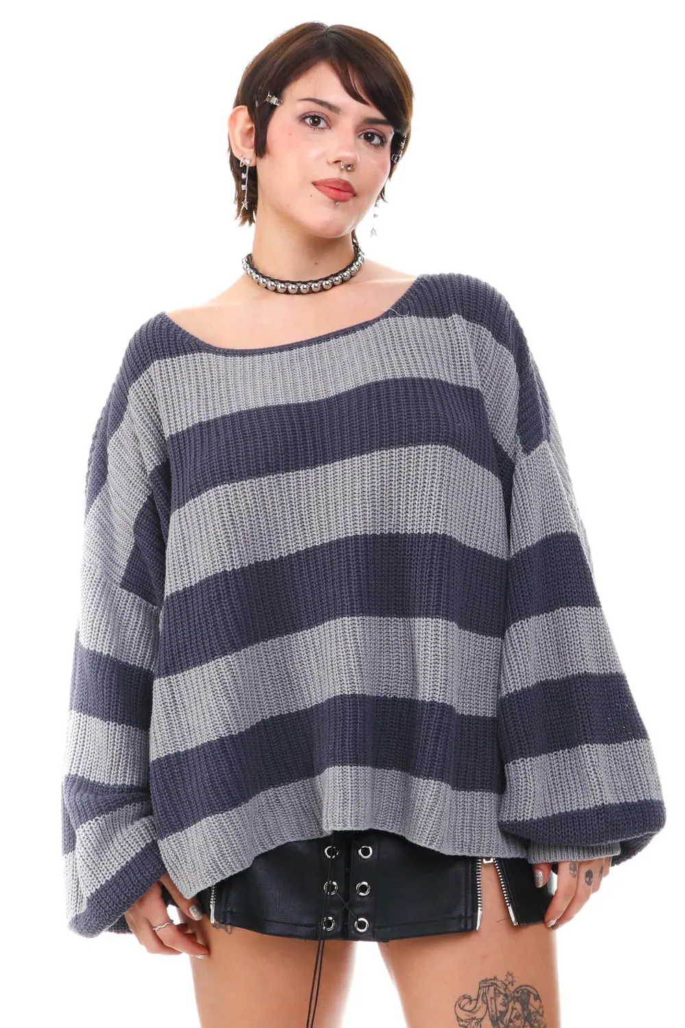 Non-Quite-Vintage Striped Baggy Sweater - OSFM sold by Tunnel Vision