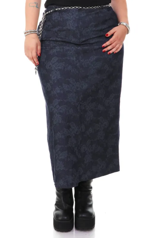 Vintage Y2K Floral Printed Denim Skirt - XL sold by Tunnel Vision