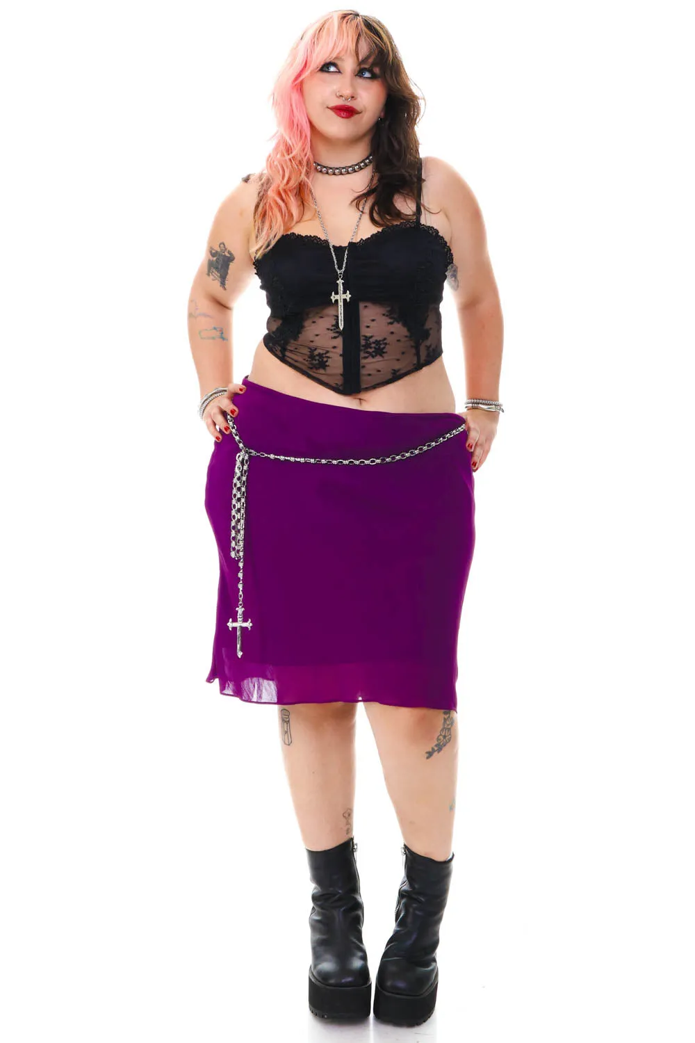 Vintage 90's Purple Flowly Maxi Skirt - XL/2X sold by Tunnel Vision product image thumbnail 2