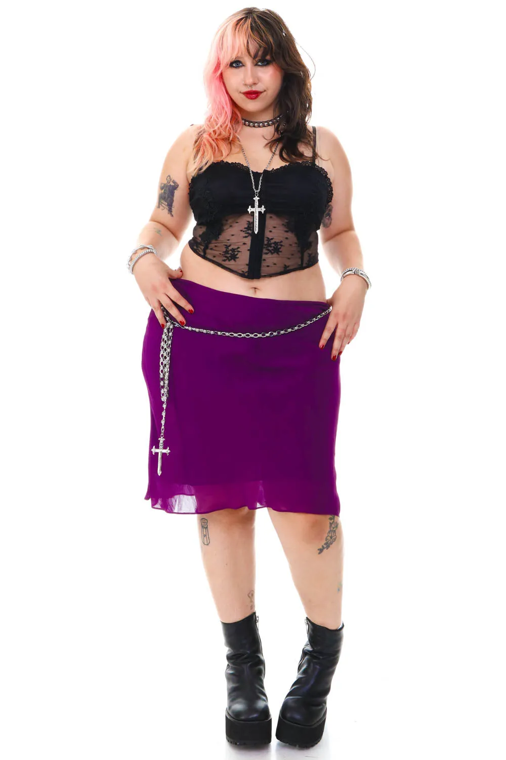 Vintage 90's Purple Flowly Maxi Skirt - XL/2X sold by Tunnel Vision product image thumbnail 3