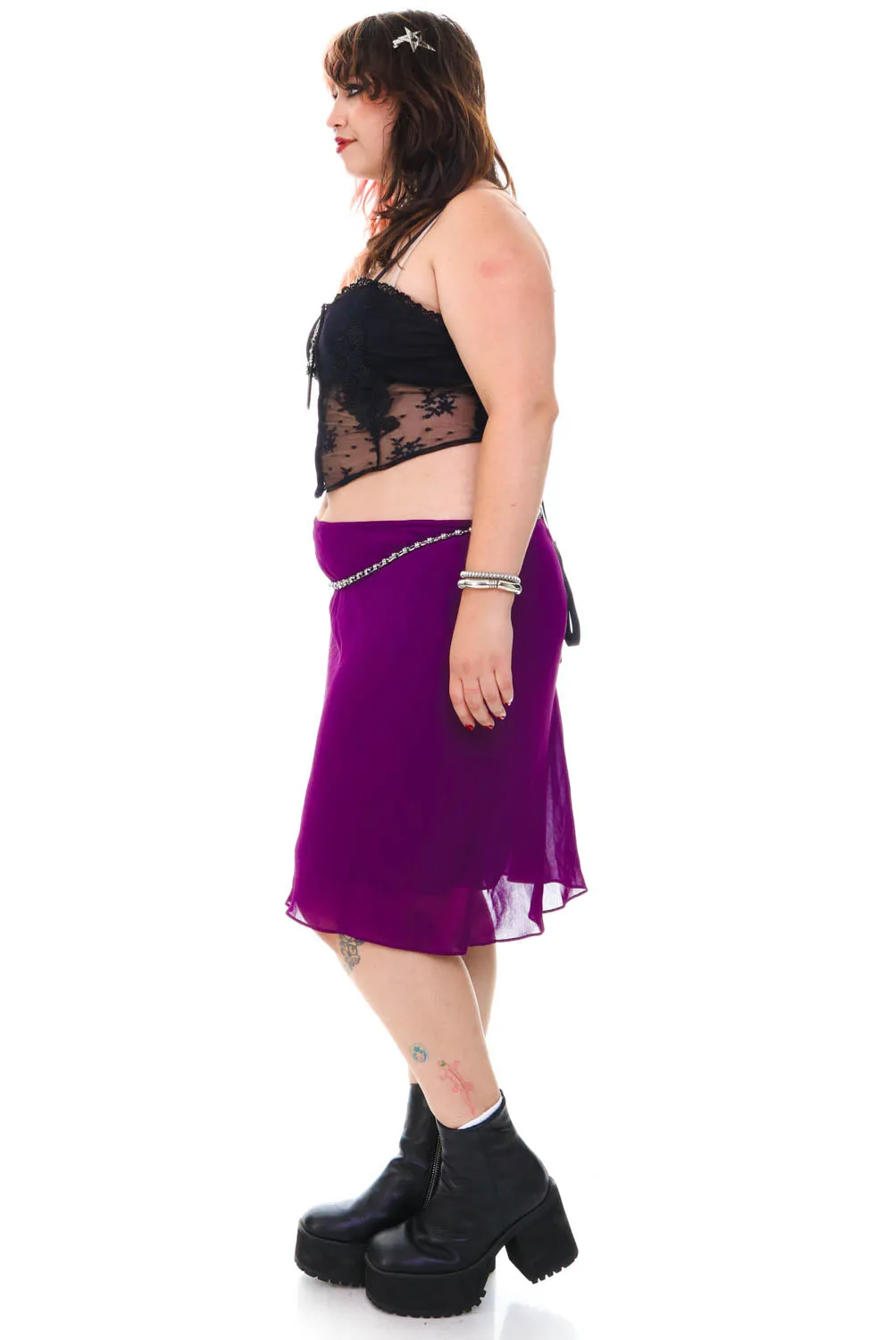 Vintage 90's Purple Flowly Maxi Skirt - XL/2X sold by Tunnel Vision product image thumbnail 5