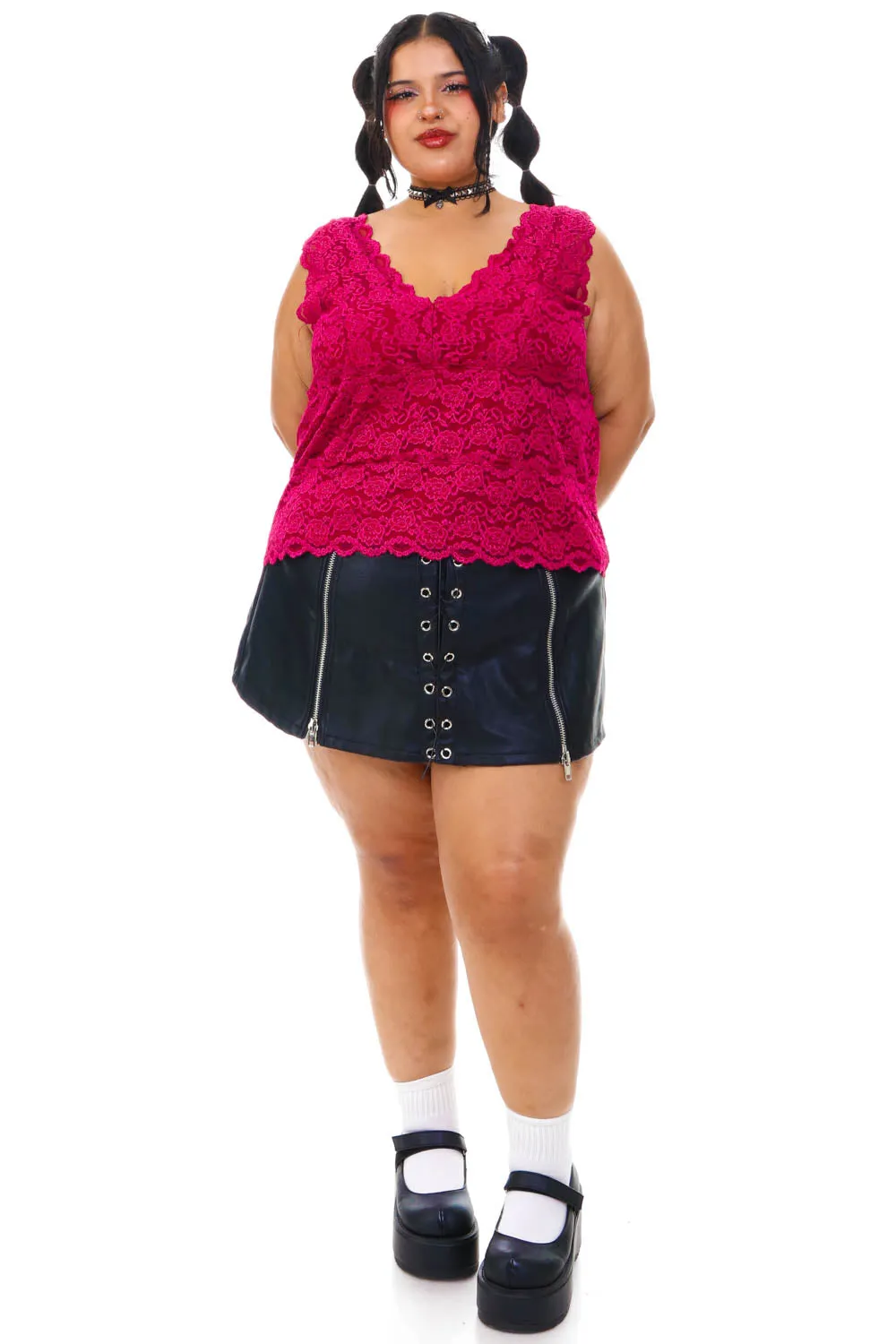 Vintage Y2K Fuchsia Lace Tank Top - 2X/3X sold by Tunnel Vision product image thumbnail 2