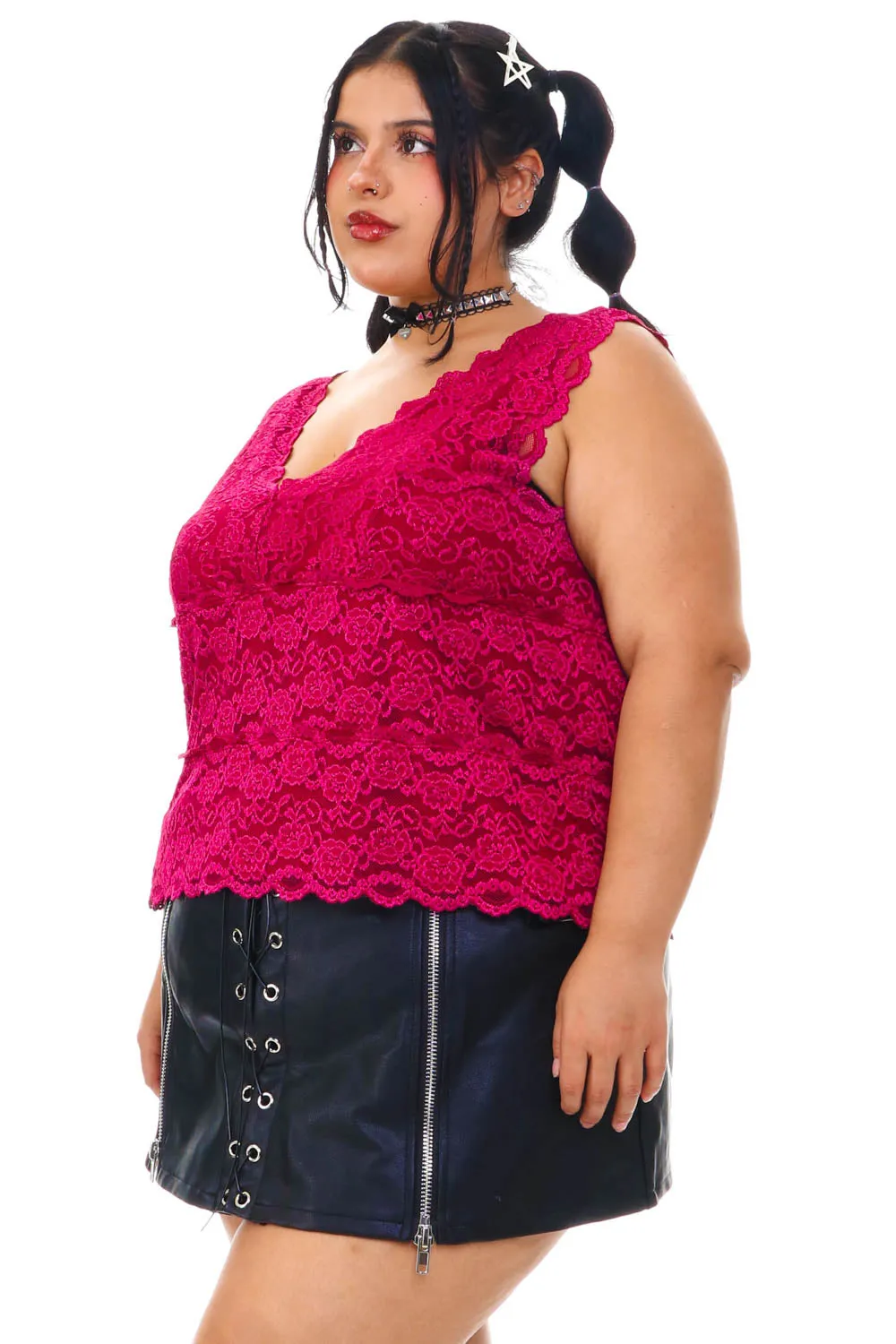Vintage Y2K Fuchsia Lace Tank Top - 2X/3X sold by Tunnel Vision product image thumbnail 4