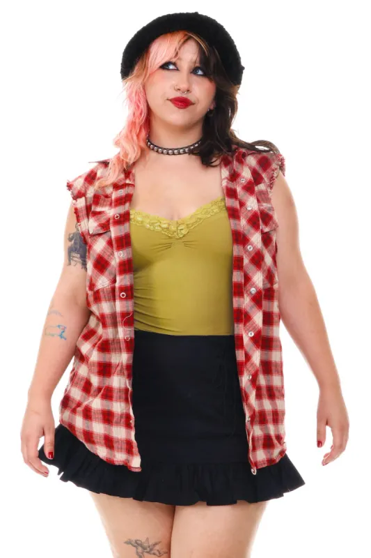Vintage 90's Grunge Flannel Raw Hem Button Up - OSFM sold by Tunnel Vision