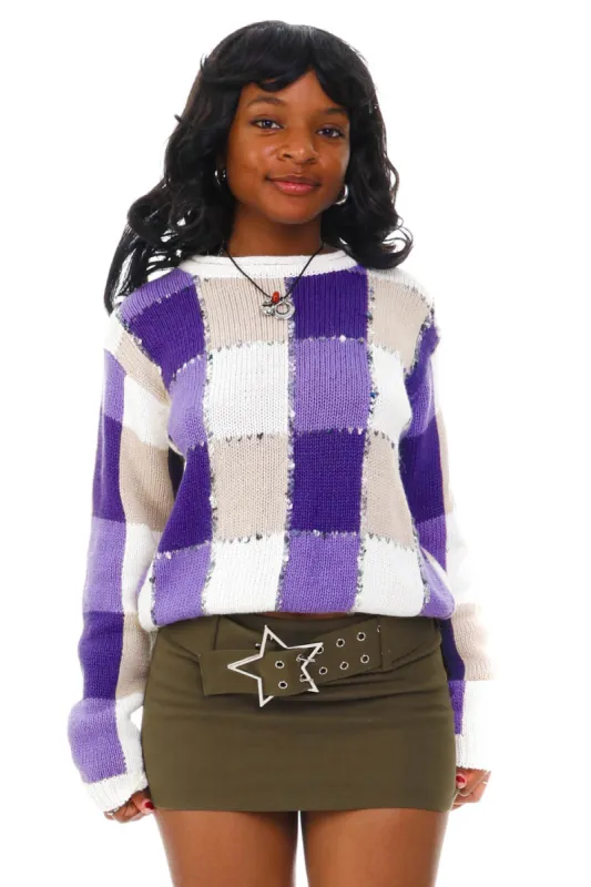 Vintage 90's Purple Square Sweater - OSFM sold by Tunnel Vision