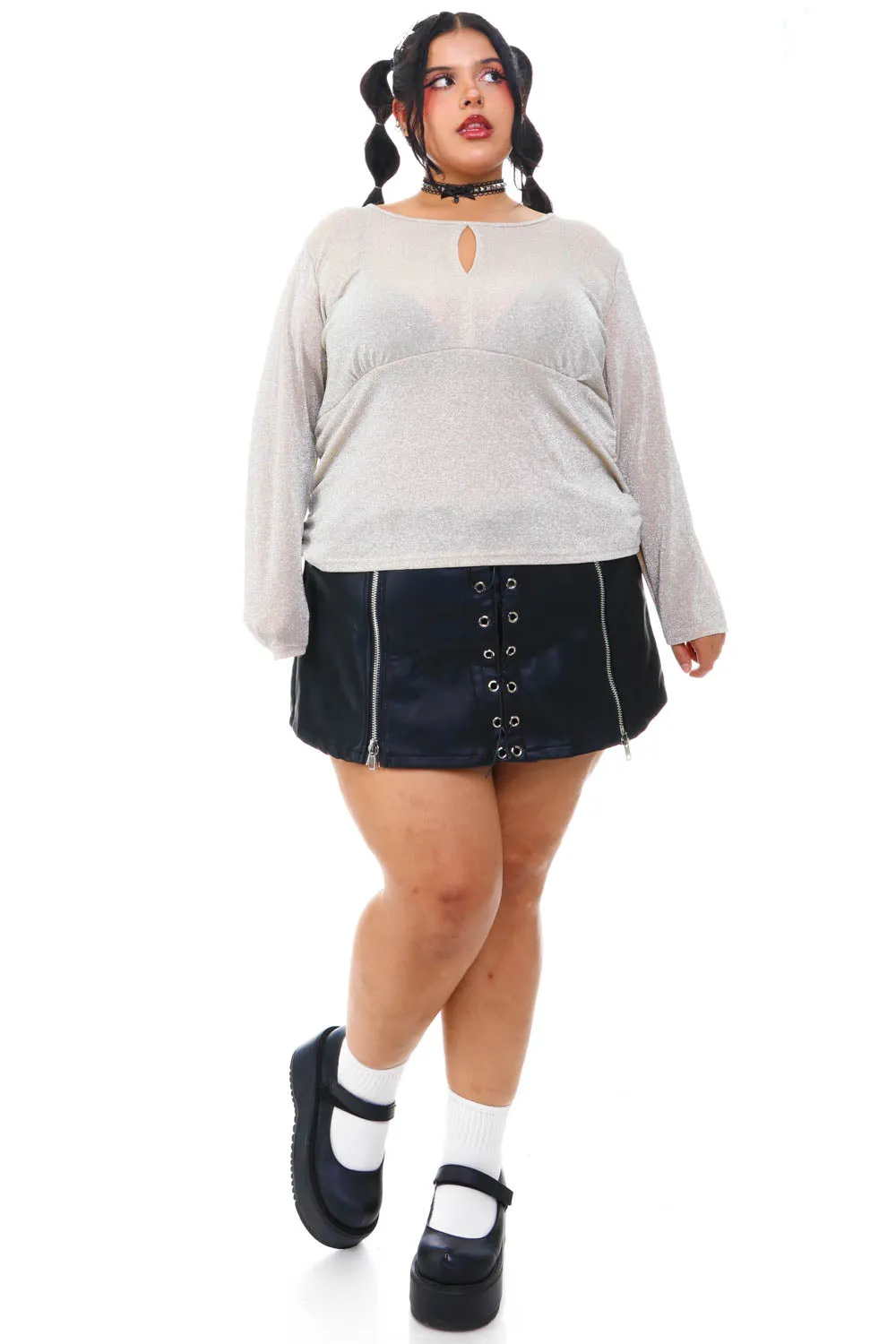 Vintage Y2K Sparkly Glitter Cut Out Long-Sleeve - XL/2X sold by Tunnel Vision product image thumbnail 2