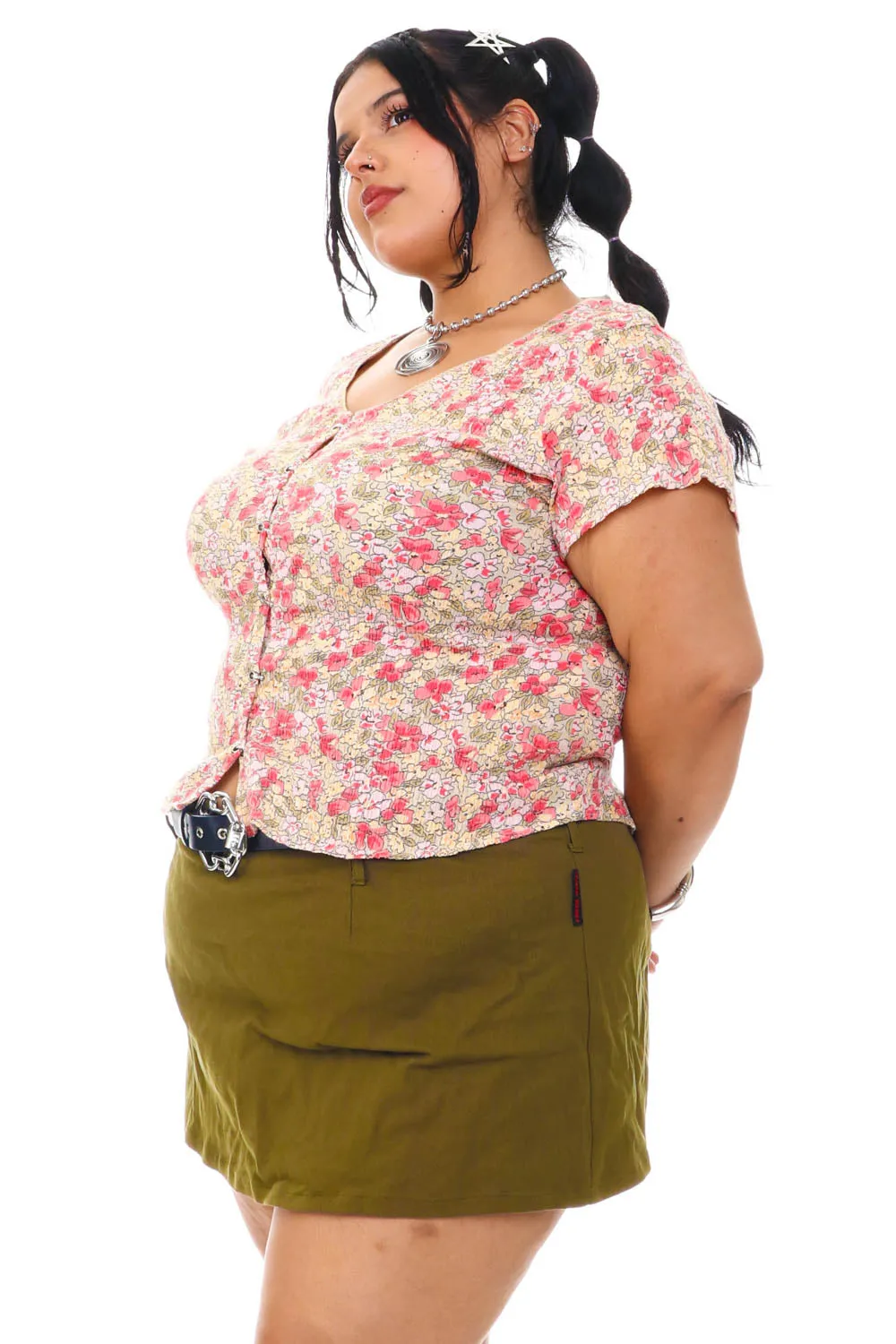 Vintage 90's Floral Hook & Eye Top - XL/2X sold by Tunnel Vision product image thumbnail 4