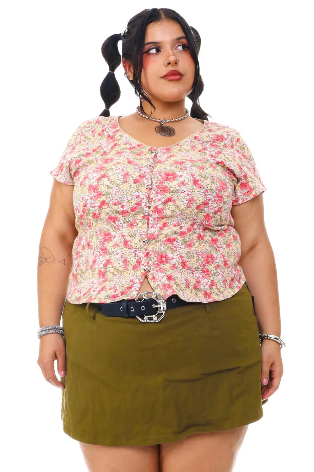 Vintage 90's Floral Hook & Eye Top - XL/2X sold by Tunnel Vision product image thumbnail 3
