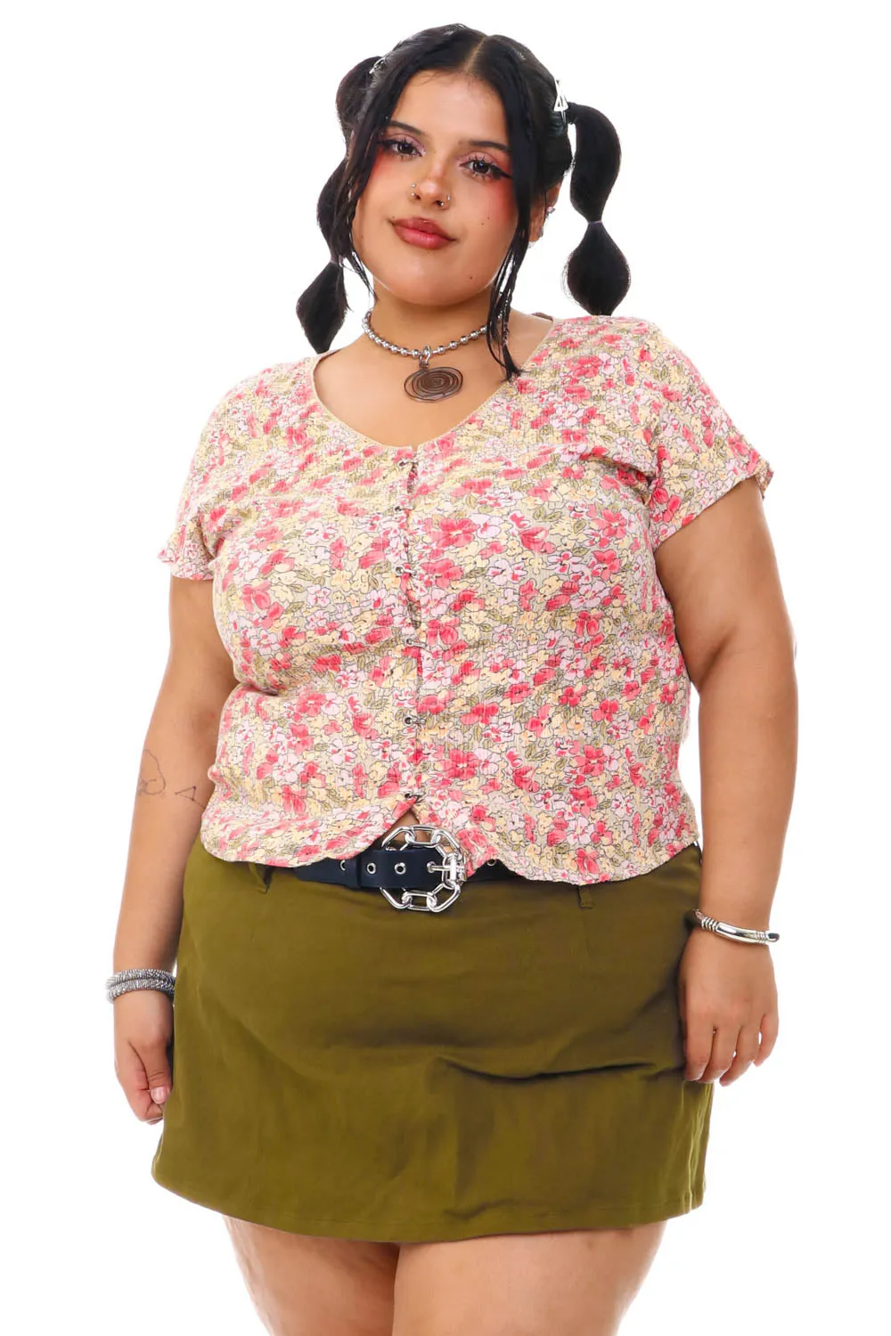 Vintage 90's Floral Hook & Eye Top - XL/2X sold by Tunnel Vision