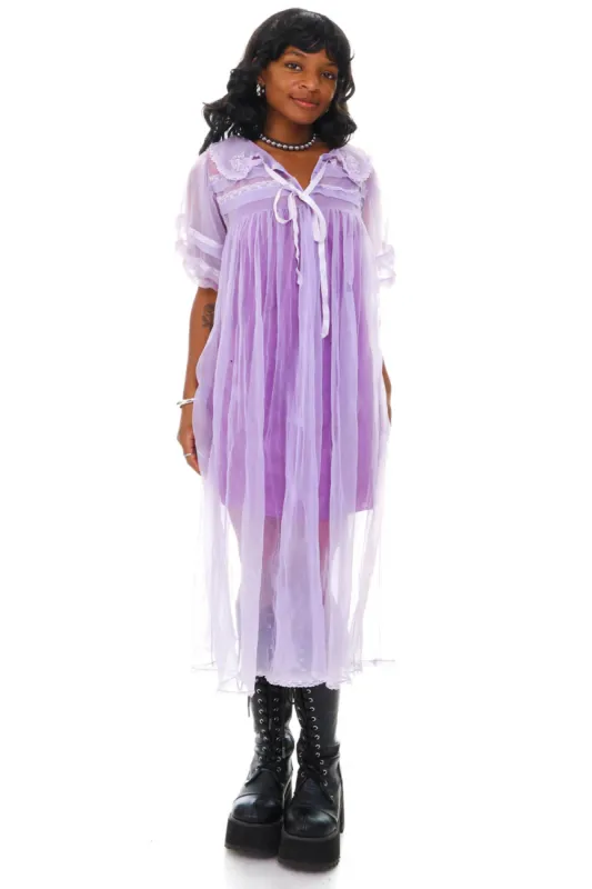 Vintage 70's Ghostly Lavender Sheer Duster - OSFM sold by Tunnel Vision