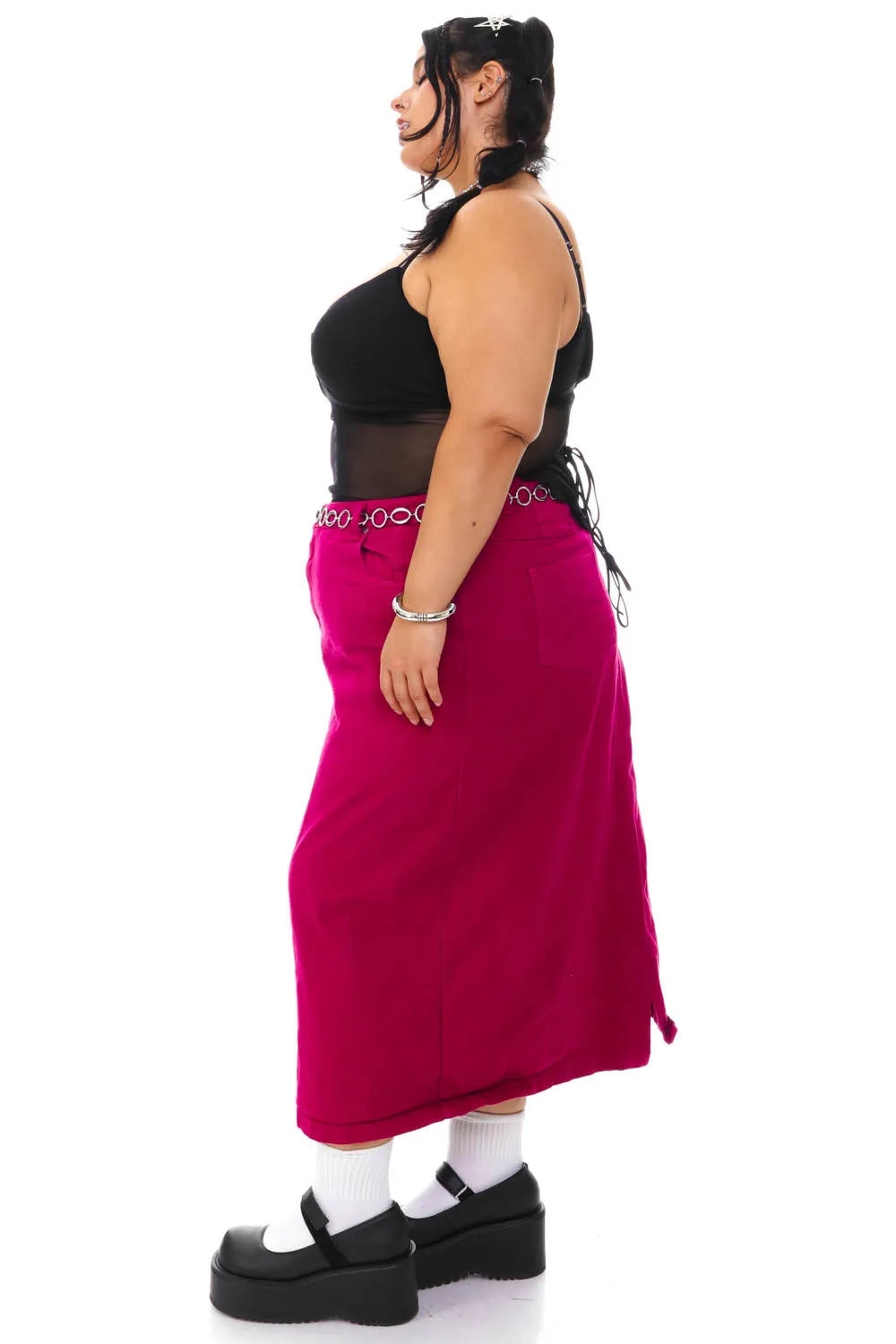 Vintage Y2K Magenta Denim Skirt - 2X sold by Tunnel Vision product image thumbnail 5