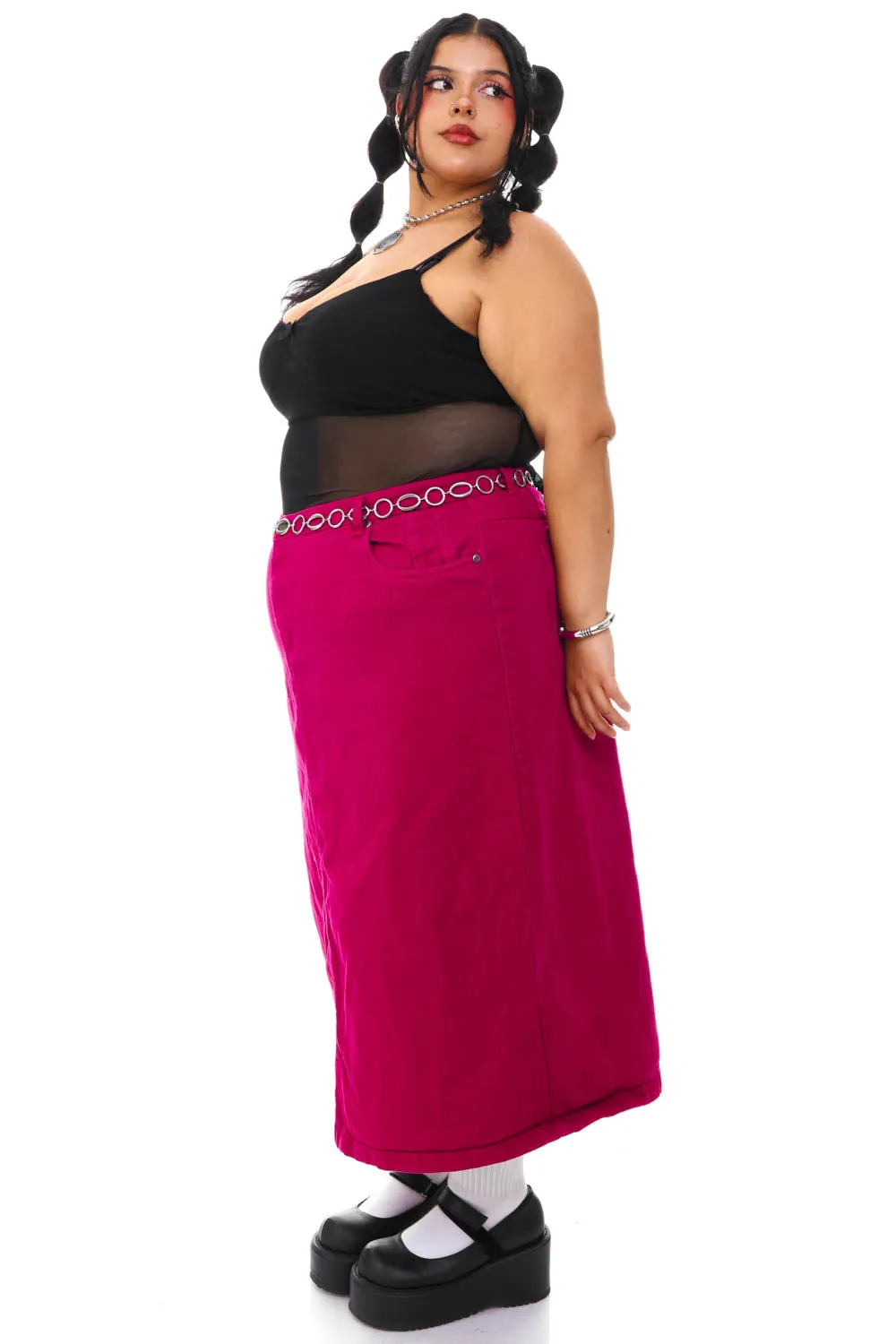 Vintage Y2K Magenta Denim Skirt - 2X sold by Tunnel Vision product image thumbnail 4