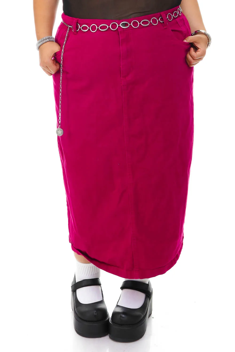 Vintage Y2K Magenta Denim Skirt - 2X sold by Tunnel Vision