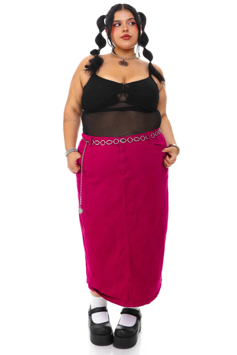 Vintage Y2K Magenta Denim Skirt - 2X sold by Tunnel Vision product image thumbnail 2