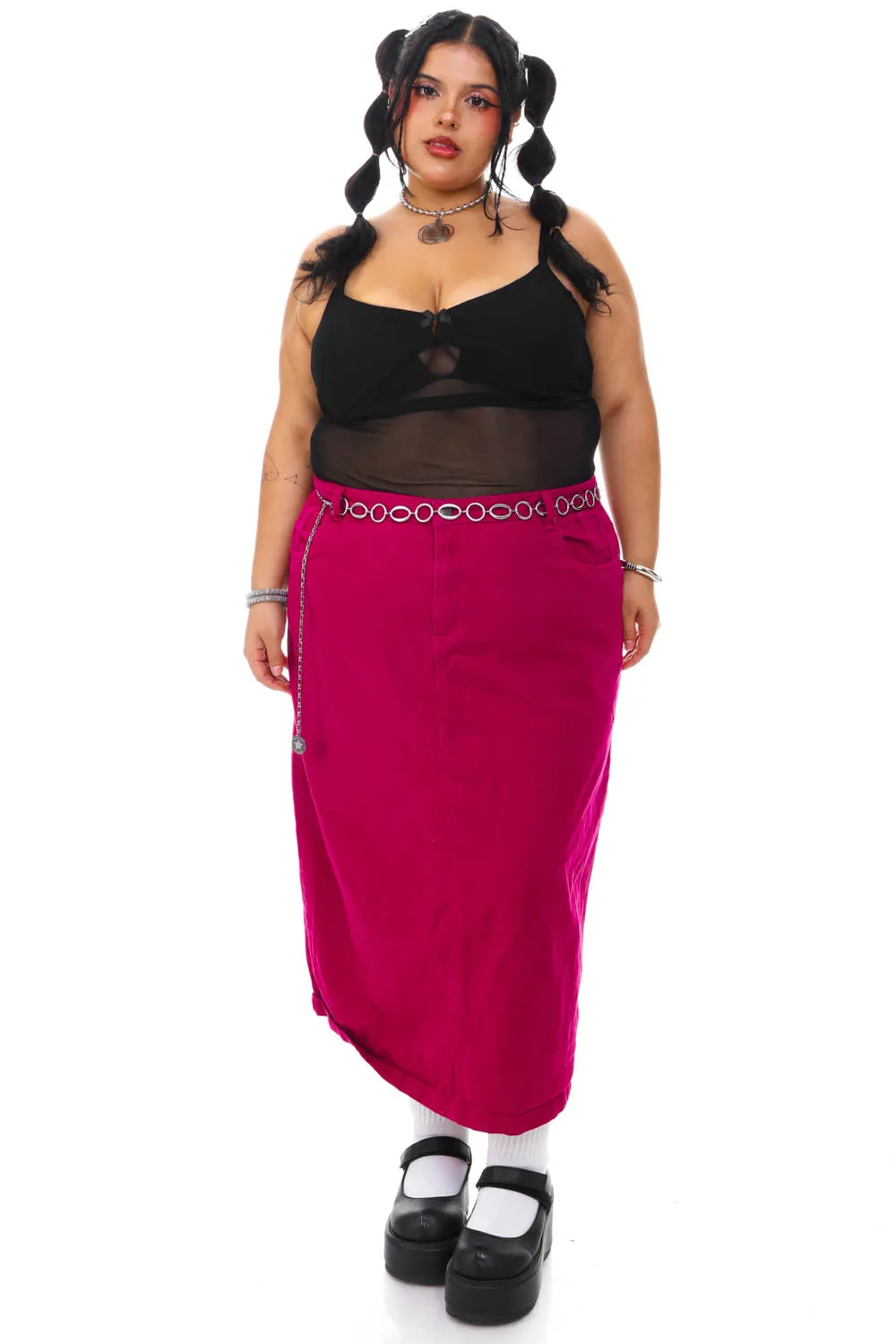 Vintage Y2K Magenta Denim Skirt - 2X sold by Tunnel Vision product image thumbnail 3