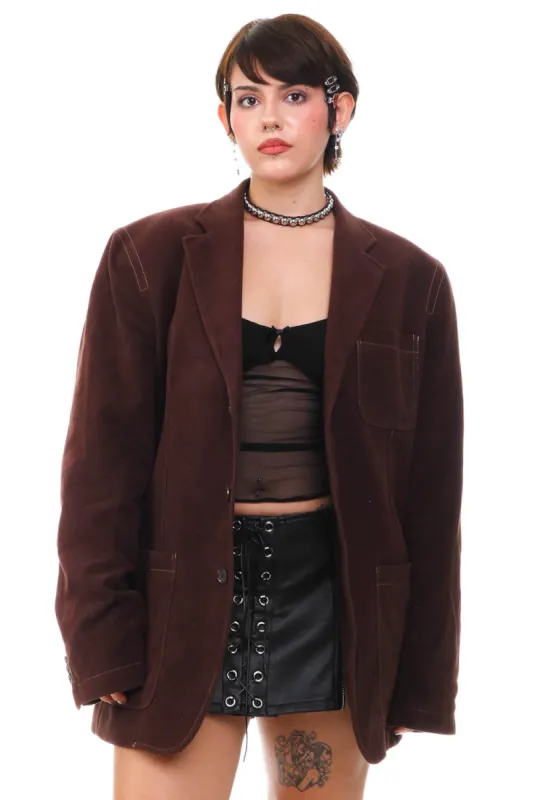 Vintage Y2K Brown Cotton Blazer - M/L sold by Tunnel Vision