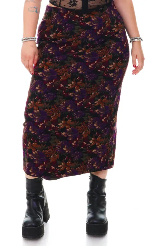 Vintage 90's Moody Purple Floral Maxi Skirt - XL/2X sold by Tunnel Vision