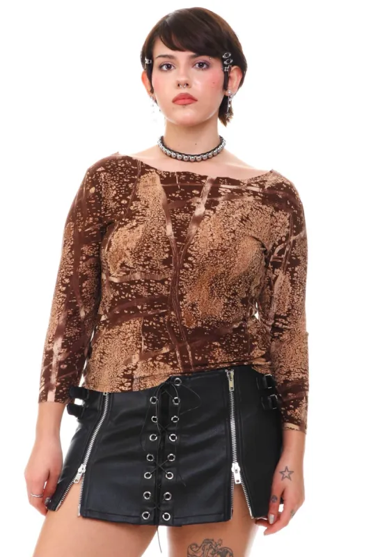 Vintage 90's Brown Woodsy Long Sleeve Top - M/L sold by Tunnel Vision