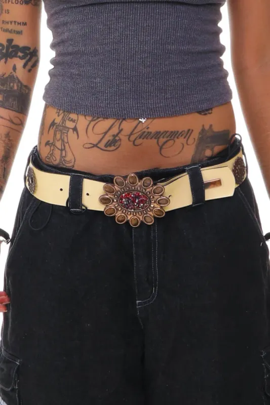 Vintage Beige Decorative Hardware Belt - S/M sold by Tunnel Vision