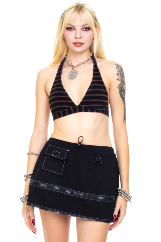 Vintage Y2K Striped Terry Cloth Bikini Top - S sold by Tunnel Vision